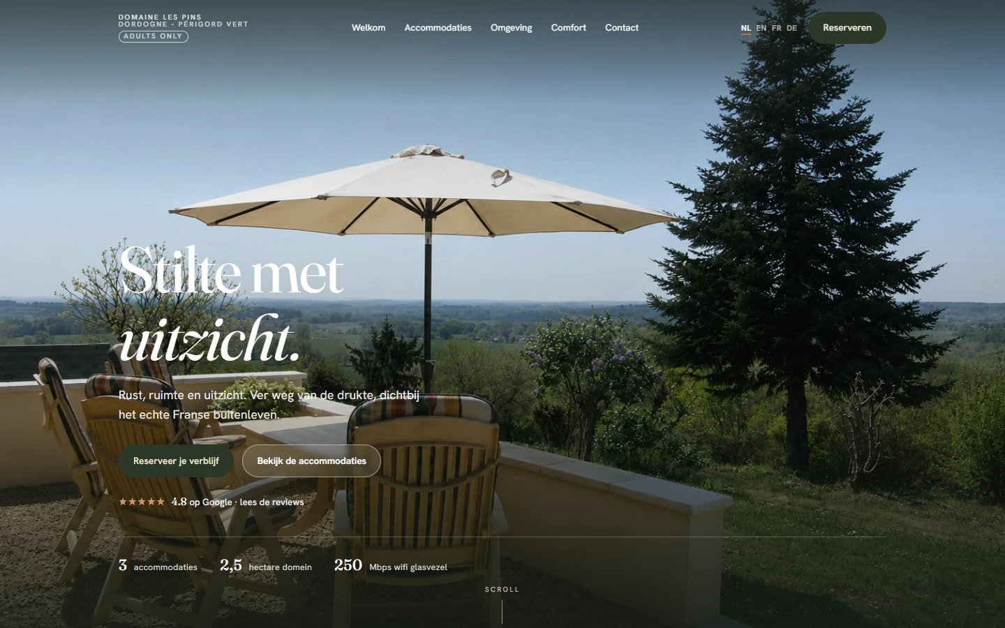 De website van Domaine Les Pins.